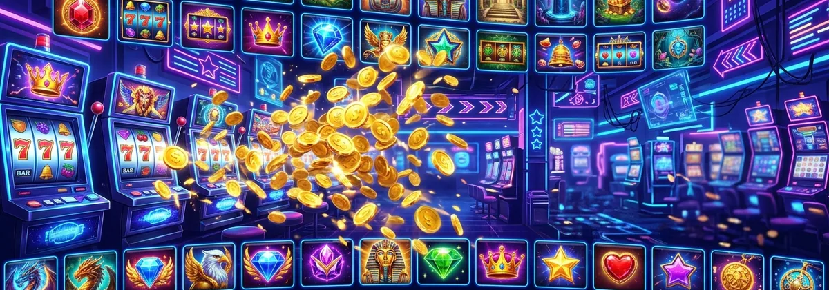 Duelz slots wall with explosive multicolour reels and big-win symbols